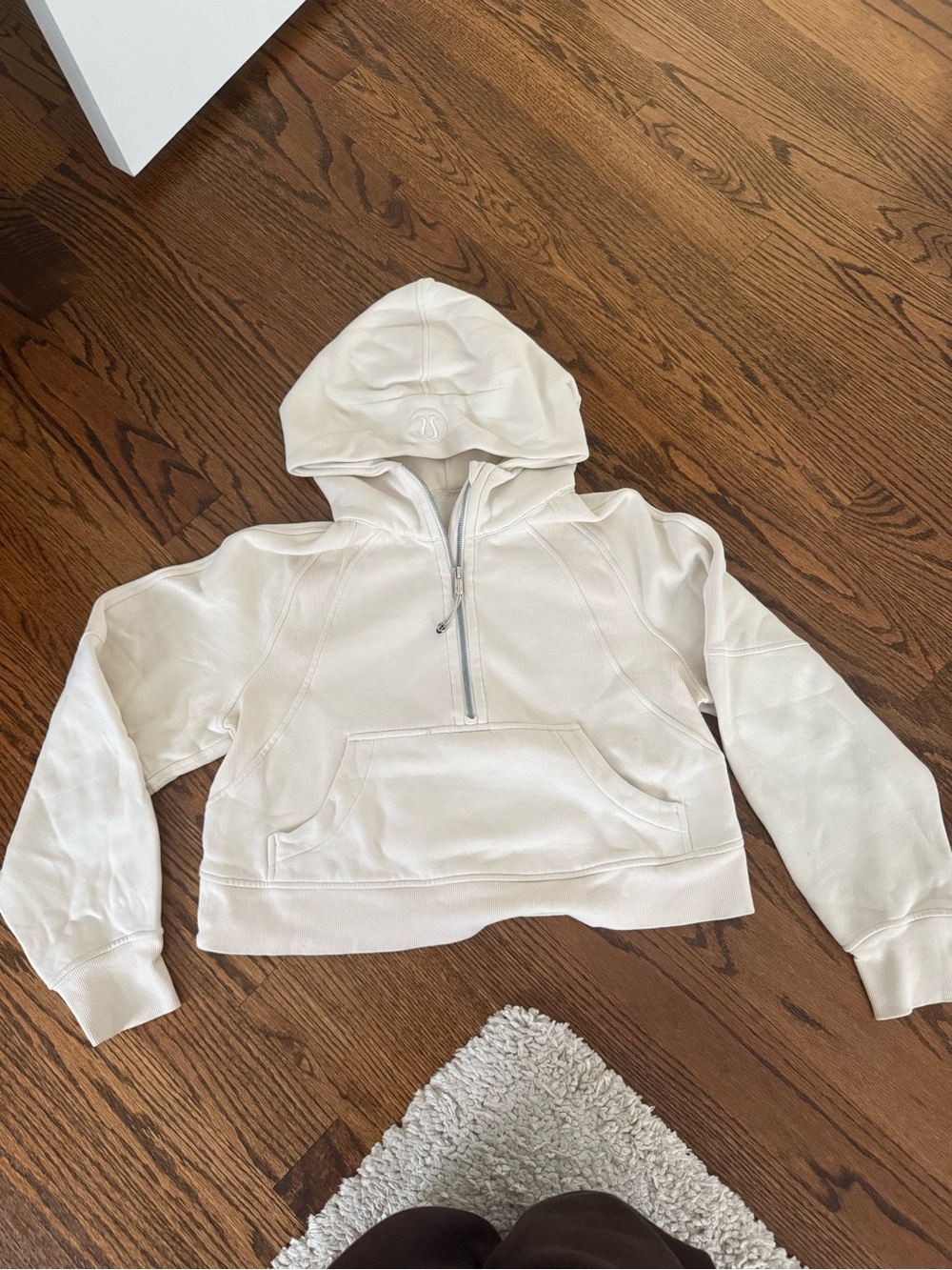 LULULEMON SCUBA Women's Cream Half-Zip Hooded Sweatshirt